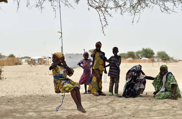 Children play in a camp in the village of Kidjendi near Diffa