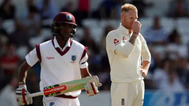 Ben Stokes looks frustrated