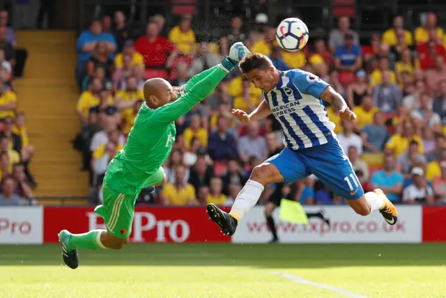 Anthony Knockaert of Brighton goes close