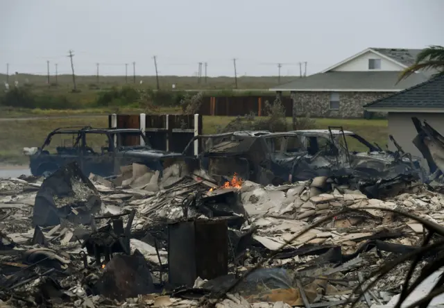 A burnt-out house in Corpus Christi, Texas