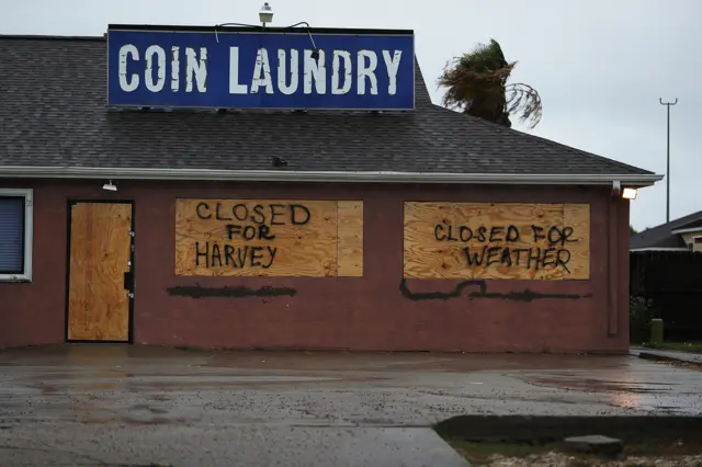 A business boarded up in Corpus Christi