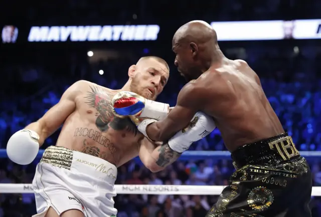 McGregor in action with Mayweather