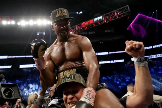 Badou Jack celebrates