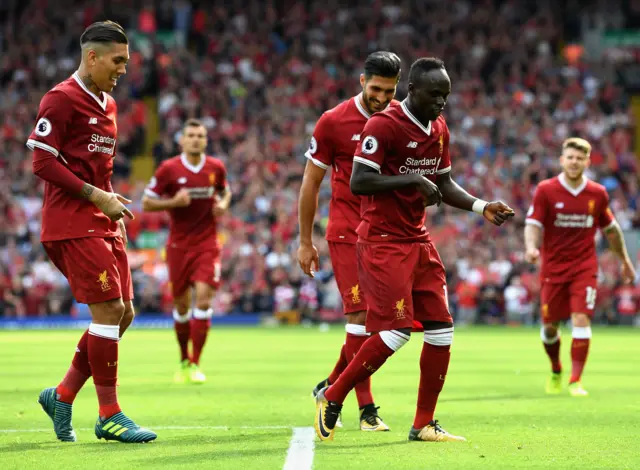 Sadio Mane of Liverpool celebrates