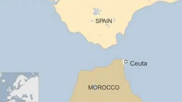 Map showing location of Ceuta