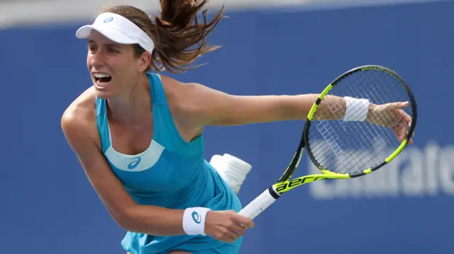 Johanna Konta of Great Britain serves