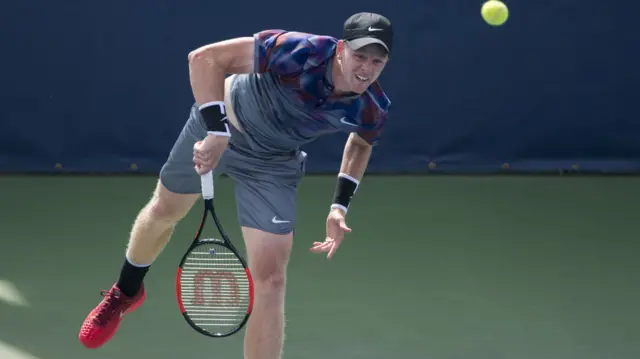 Kyle Edmund of Great Britain serves