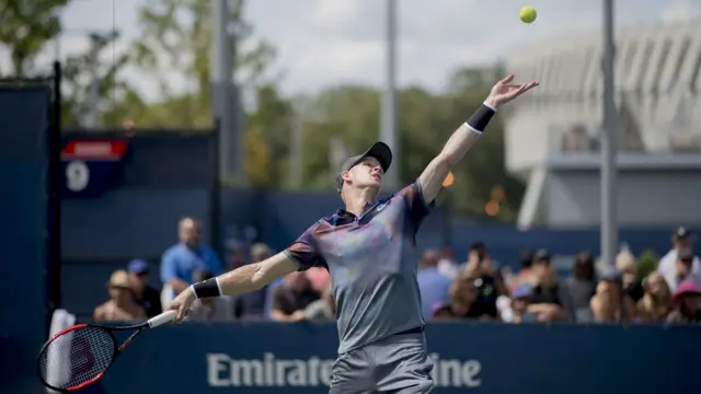 Kyle Edmund of Great Britain serves