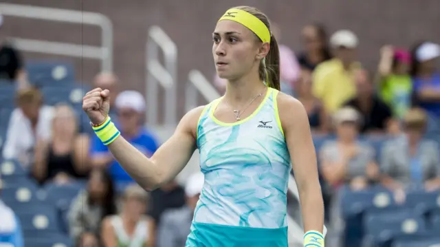 Aleksandra Krunic of Serbia celebrates