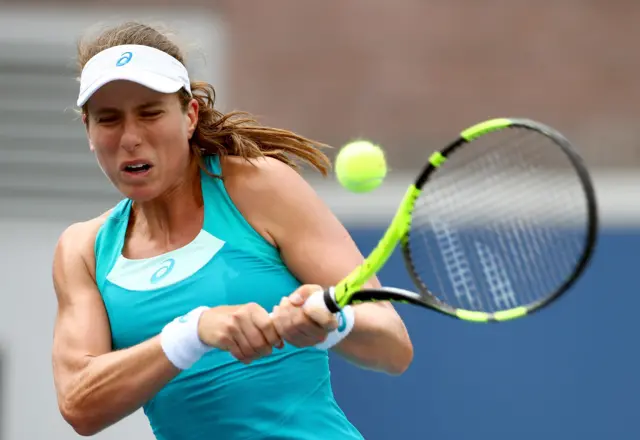 Johanna Konta of Great Britain returns