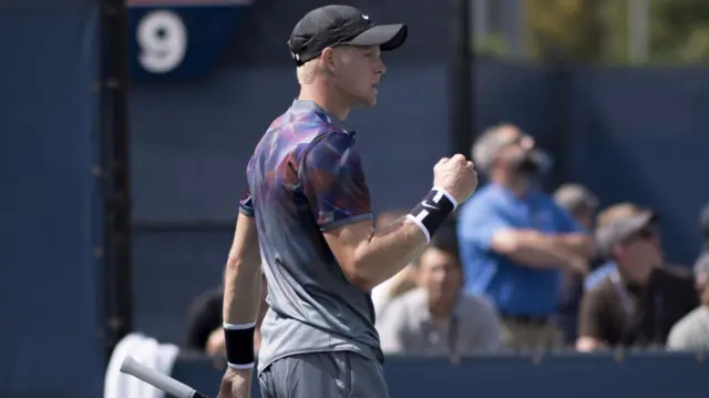 Kyle Edmund of Great Britain celebrates