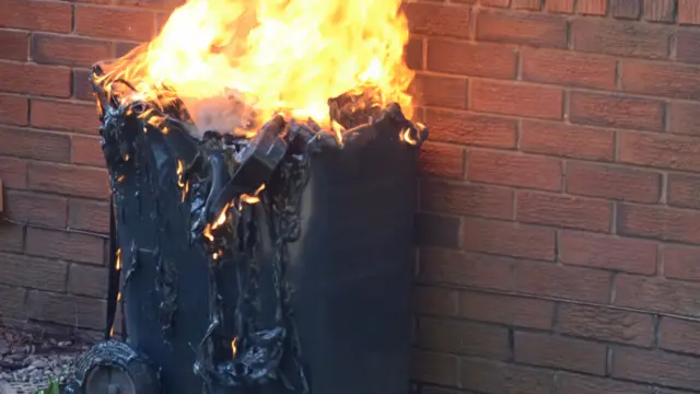 Wheelie bin on fire