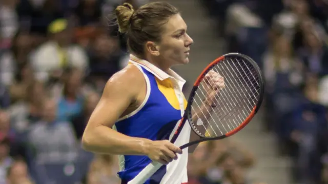 Simona Halep from Romania celebrates