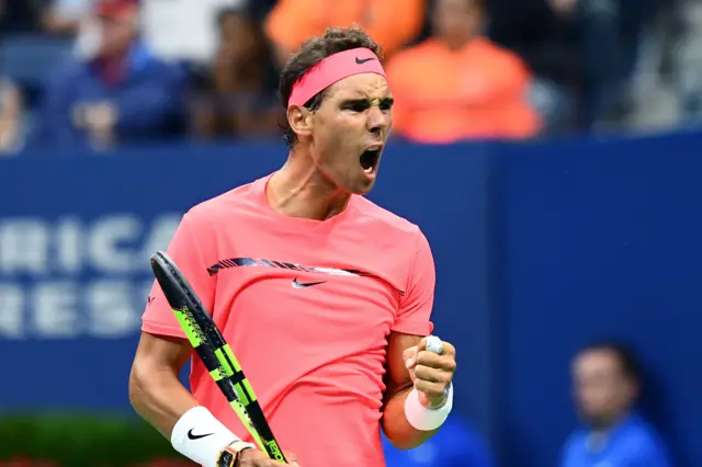 Rafael Nadal celebrates