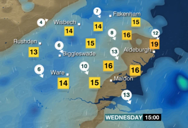 Wednesday's weather map