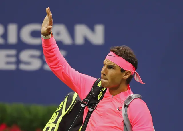 Rafael Nadal of Spain enters the court