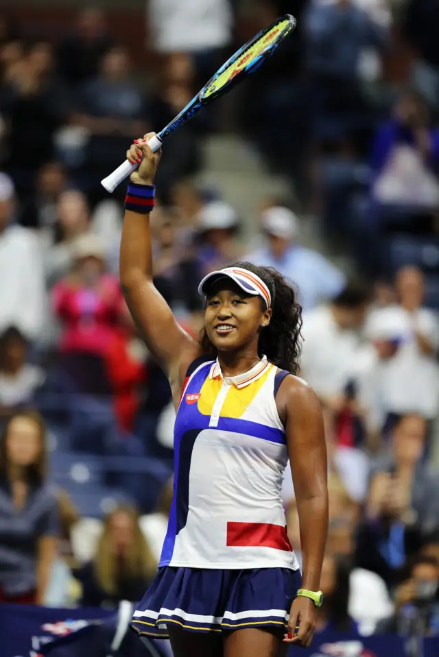 Naomi Osaka of Japan celebrates