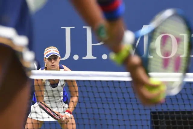 Angelique Kerber prepares to serve