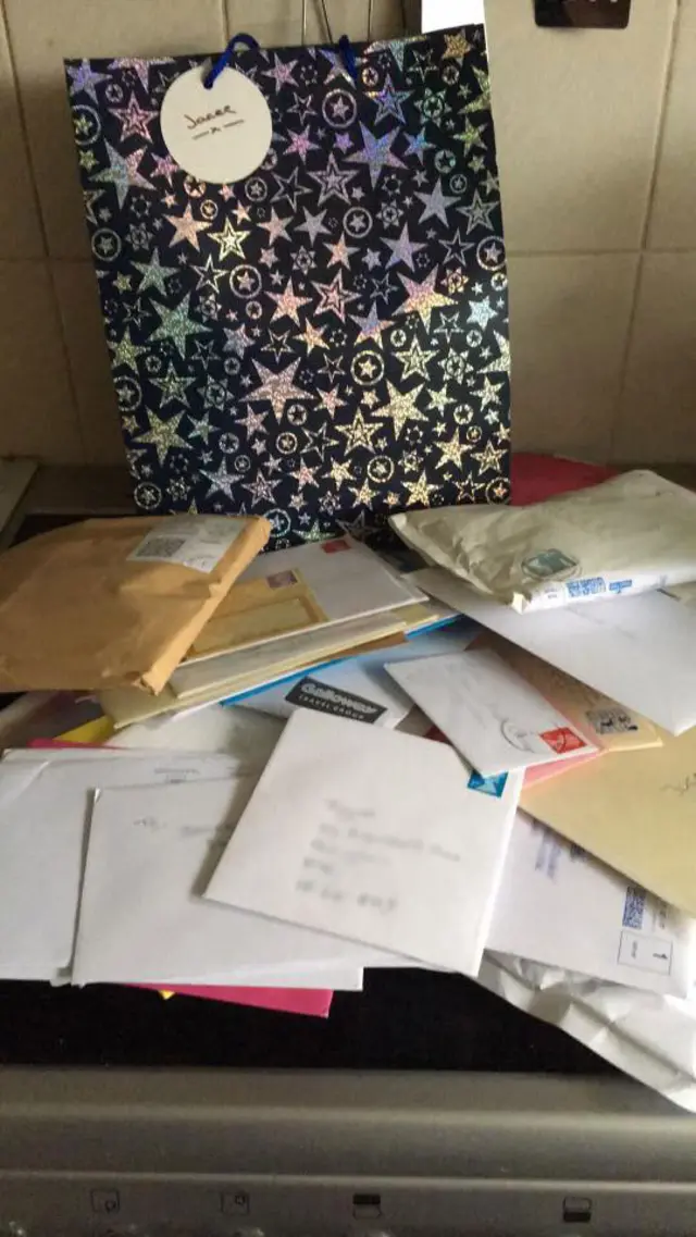 Pile of gifts and cards for Jacee