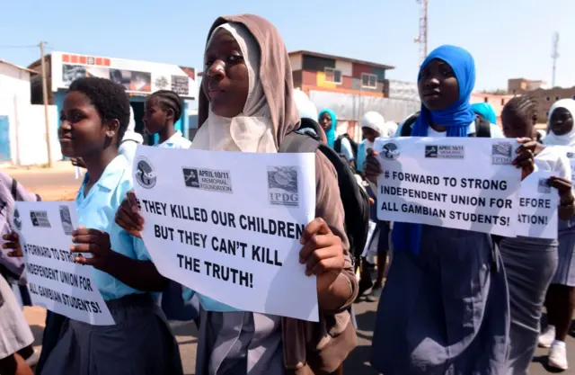 Protestors in Serekundia, The Gambia