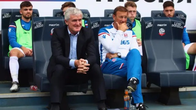 Mark Hughes, Stoke City manager, at an earlier pre-season game