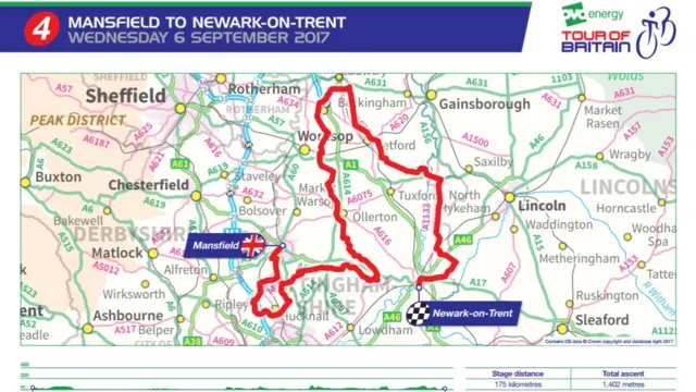 Tour of Britain stage map