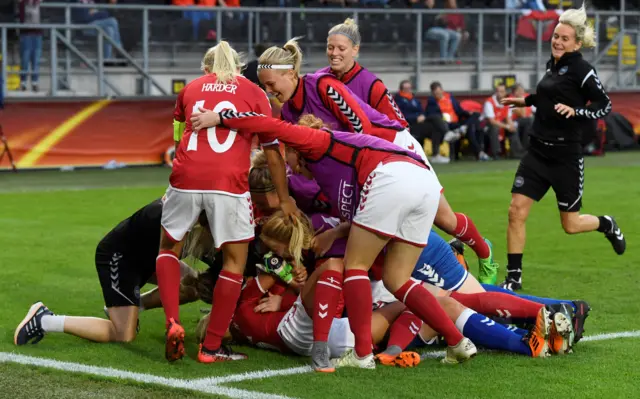 Denmark players celebrate