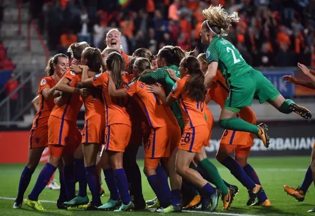 Netherlands' players celebrate