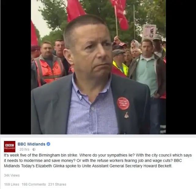 BBC Midlands - Birmingham bin strike Facebook post