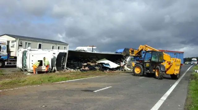 Lorry overturn A1M