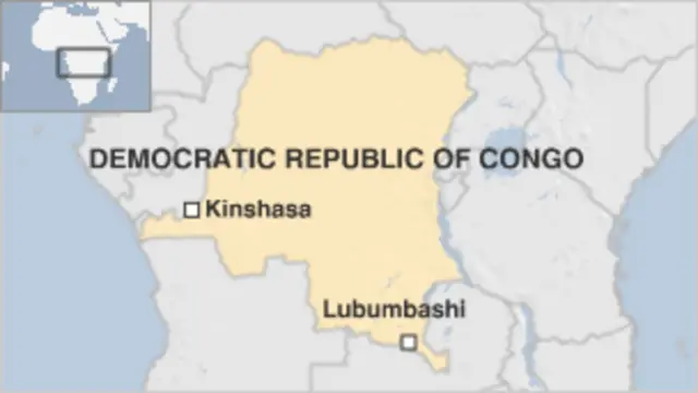 Map showing Lubumbashi's location in DR Congo