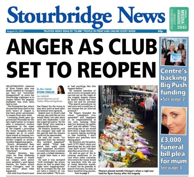 Stourbridge News front page