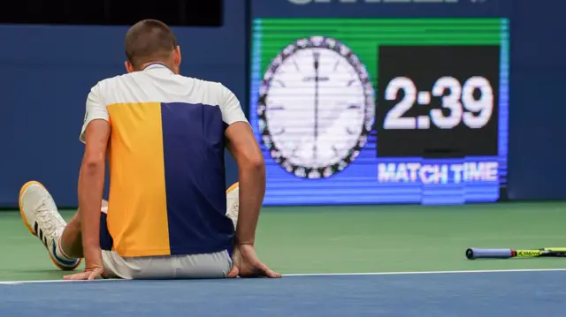 Mikhail Youzhny of Russia is injured