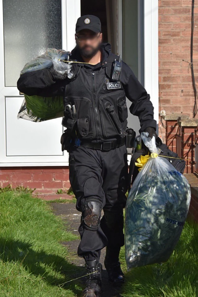 Officer with cannabis