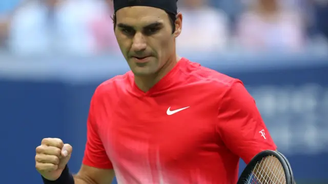 Roger Federer of Switzerland reacts