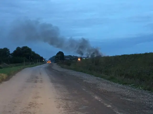 Smoke from fire at recycling centre