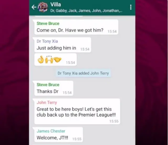 Aston Villa whatsapp