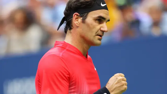 Roger Federer of Switzerland celebrates