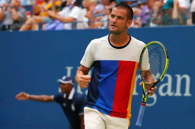 Mikhail Youzhny of Russia celebrates