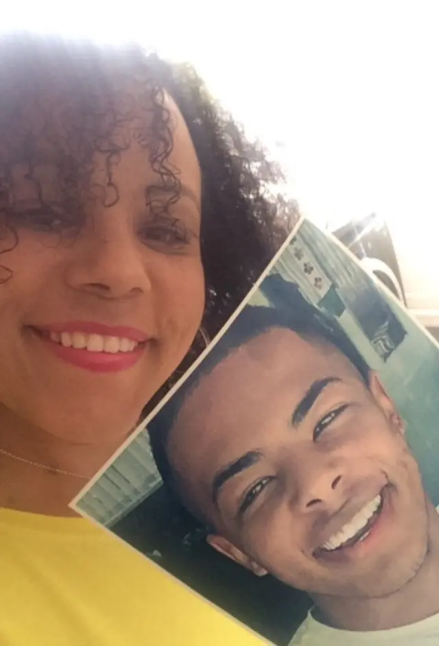 Kelly Simms with photo of her son Breon