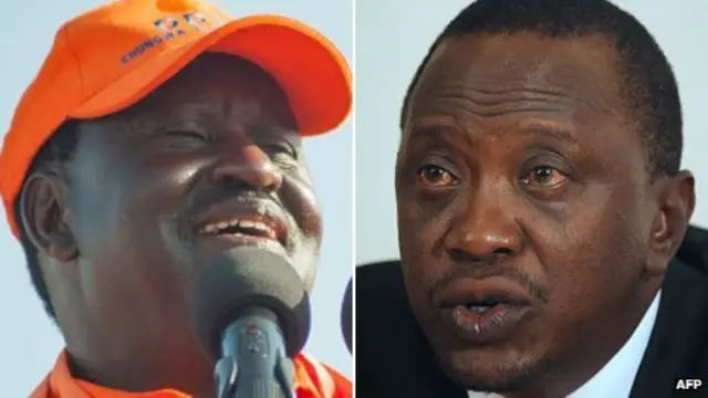 Raila Odinga (L) and Uhuru Kenyatta