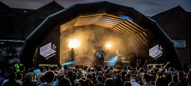 Band playing at music festival