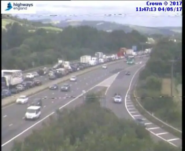 Queuing on the M5 near BUrnham-on-Sea