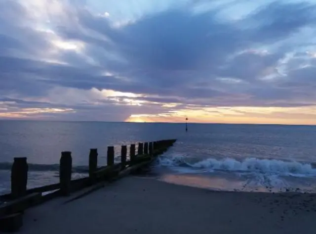 Sun rise over the sea at Hornsea