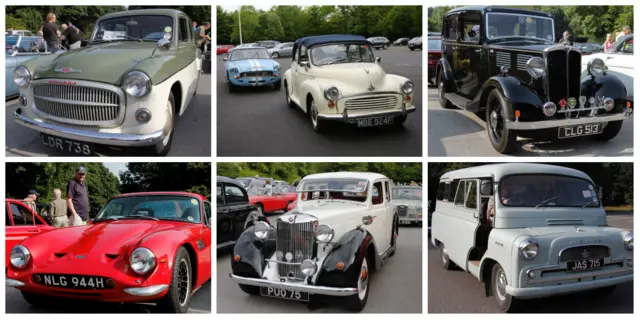 Six classic cars being displayed by their owners