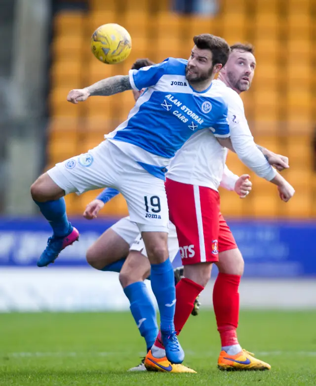 Richard Foster and Kris Boyd tussle for possession