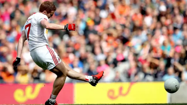 Peter Harte scores from a penalty for dominant Tyrone