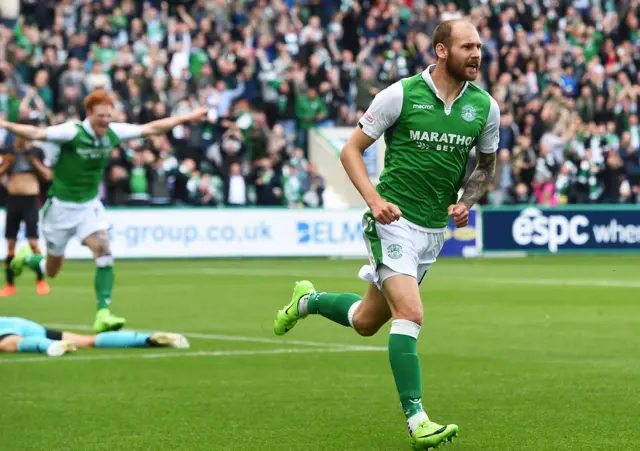 Martin Boyle celebrates for Hibs