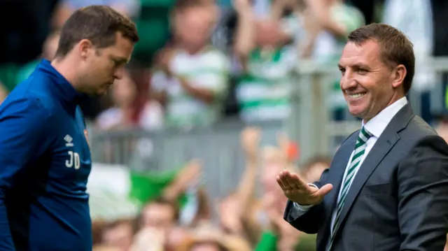 Hearts interim boss Jon Daly and Celtic's Brendan Rodgers