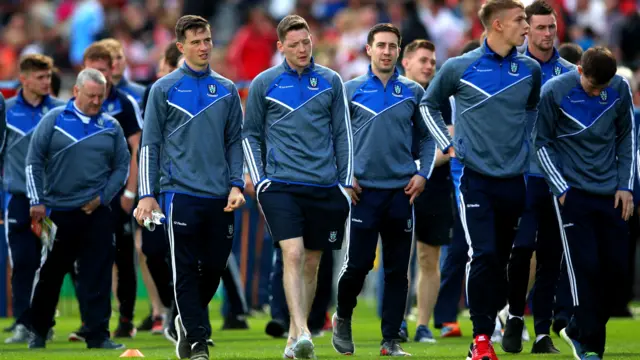 The Monaghan squad at Croke Park for the quarter-final against Dublin